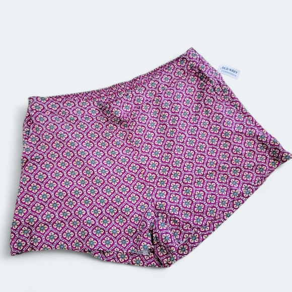NEW Old Navy Playa Shorts Size 2X High Waist Pink Geometric Print With Pockets - Picture 1 of 15